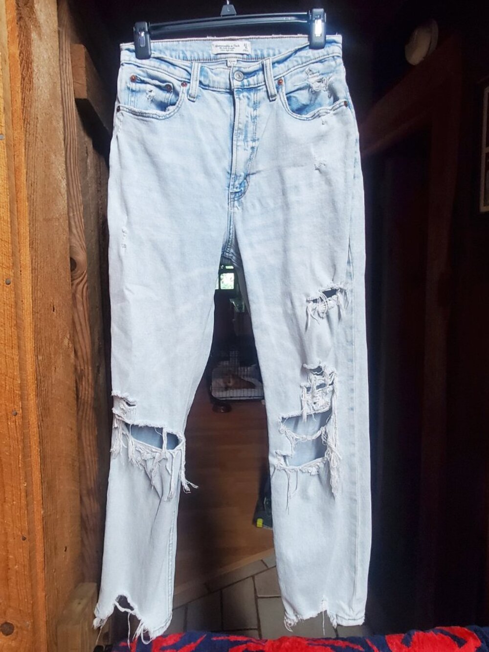 Abercrombie & Fitch Curve Love Distressed Light Wash Jeans Button Fly Ripped